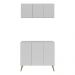 Conjunto Lavanderia Retrô Multiuso Armário Aéreo e Balcão 3 Portas Multimóveis MP5050 Branco/Natural
