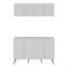 Conjunto Lavanderia Retrô Multiuso Armário Aéreo e Balcão 4 Portas Multimóveis MP5053 Branco/Natural