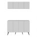 Conjunto Lavanderia Retrô Multiuso Armário Aéreo e Balcão 4 Portas Multimóveis MP5053 Branco/Preto