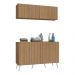 Conjunto Lavanderia Retrô Multiuso Armário Aéreo e Balcão 4 Portas Multimóveis MP5053 Rustic/Branco