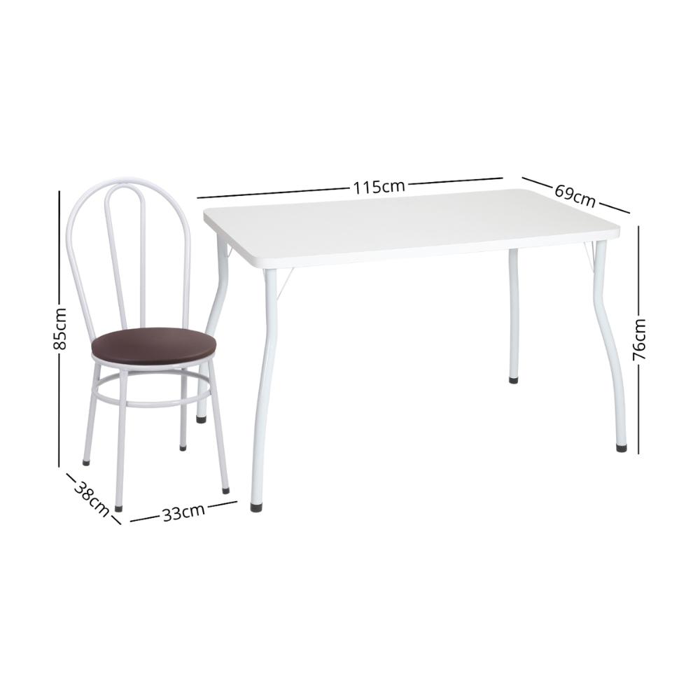 Conjunto Mesa de Jantar 115cm com 6 Cadeiras Multimóveis CR50136 Branco/Marrom