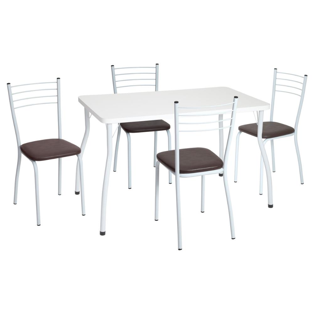 Conjunto Mesa de Jantar 115cm com 6 Cadeiras Multimóveis CR50137 Branco/Marrom