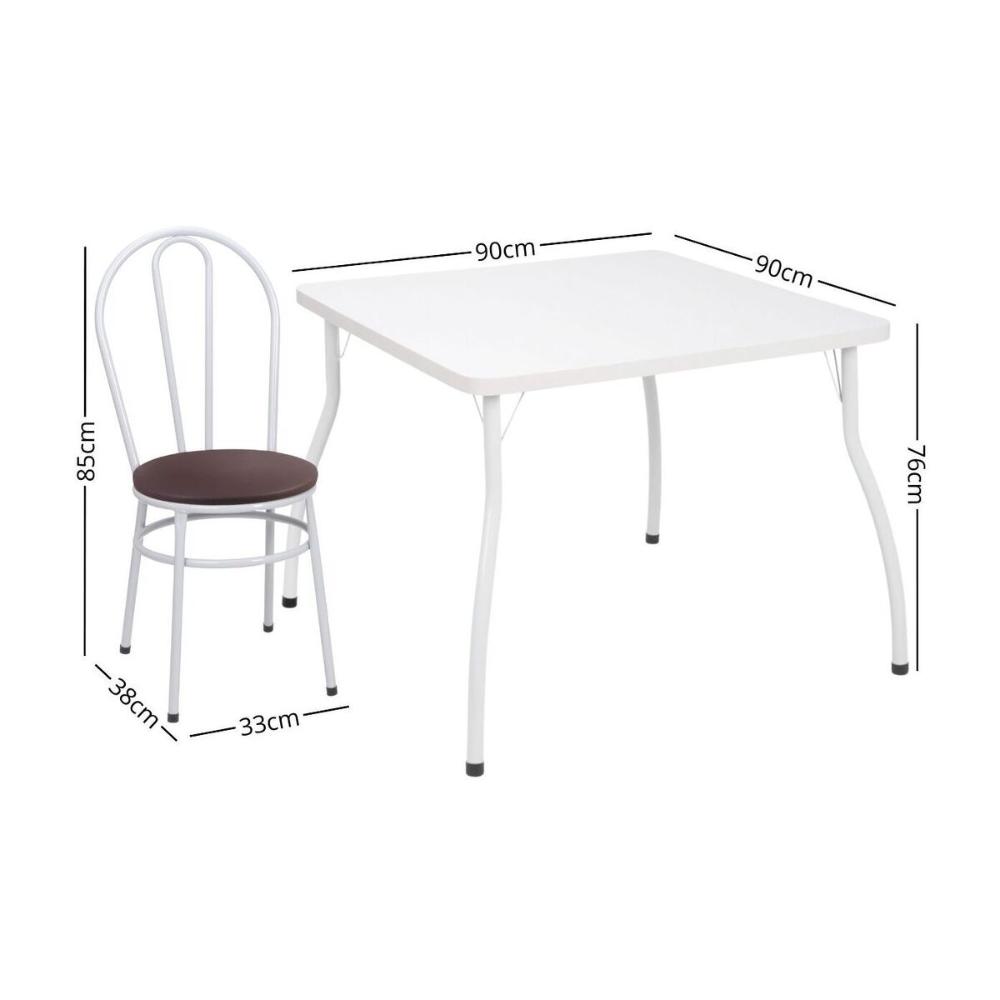 Conjunto Mesa de Jantar 90cm com 4 Cadeiras Multimóveis CR50133 Branco/Marrom