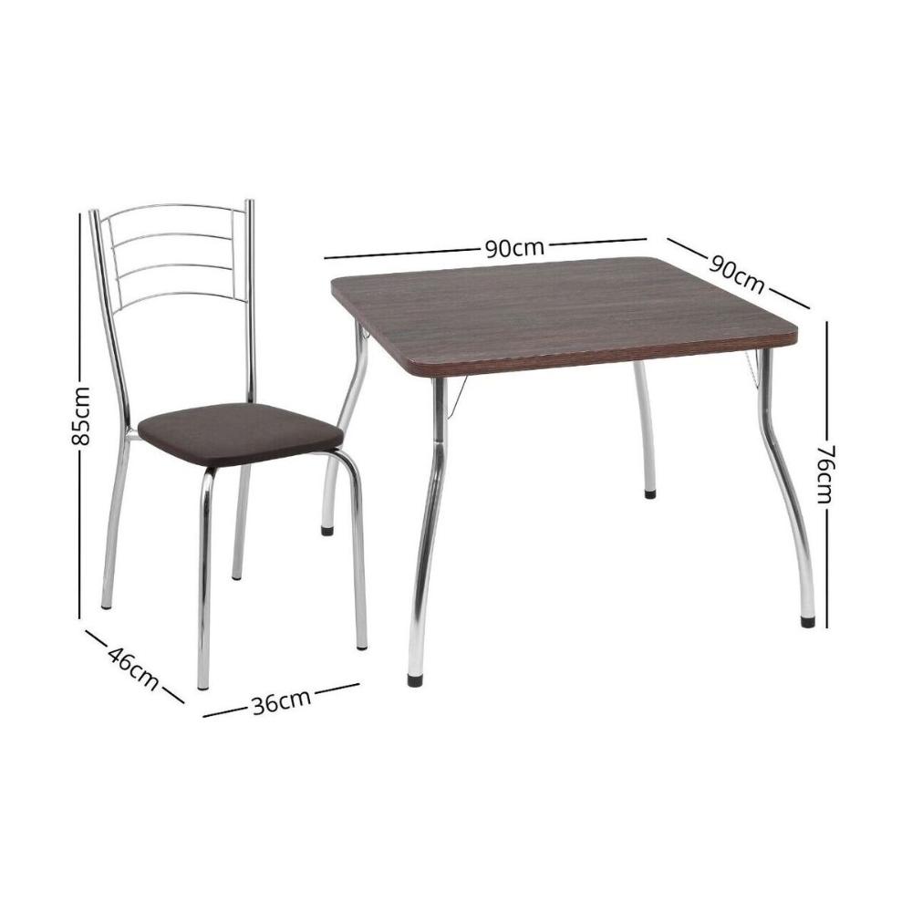 Conjunto Mesa de Jantar 90cm com 4 Cadeiras Multimóveis CR50142 Marrom