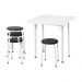 Conjunto Mesa de Jantar Dobrável 65,5cm com 4 Banquetas Multimóveis CR50141 Branco/Preto