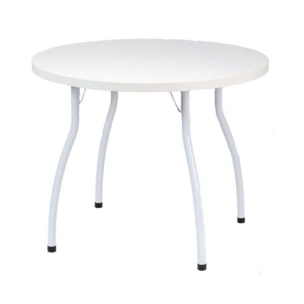 Conjunto Mesa de Jantar Redonda 90cm com 4 Cadeiras Multimóveis CR50135 Branco/Marrom