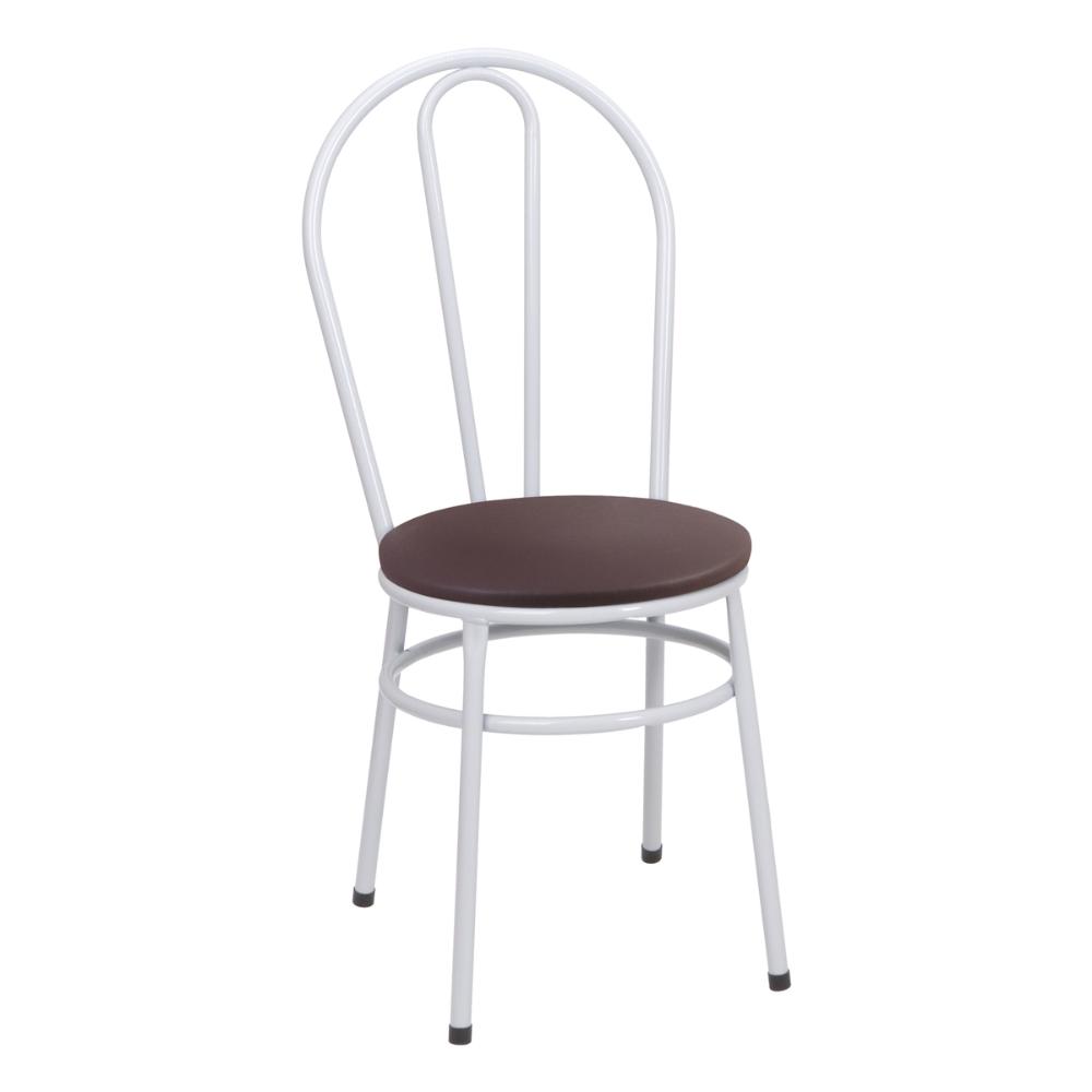 Conjunto Mesa de Jantar Redonda 90cm com 4 Cadeiras Multimóveis CR50135 Branco/Marrom