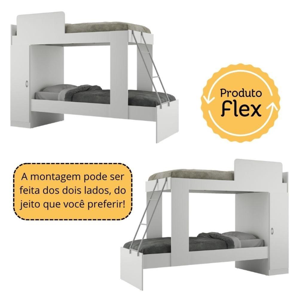 Conjunto Quarto Beliche com Colchão/Escrivaninha Multimóveis MP4227 Branco/Rustic