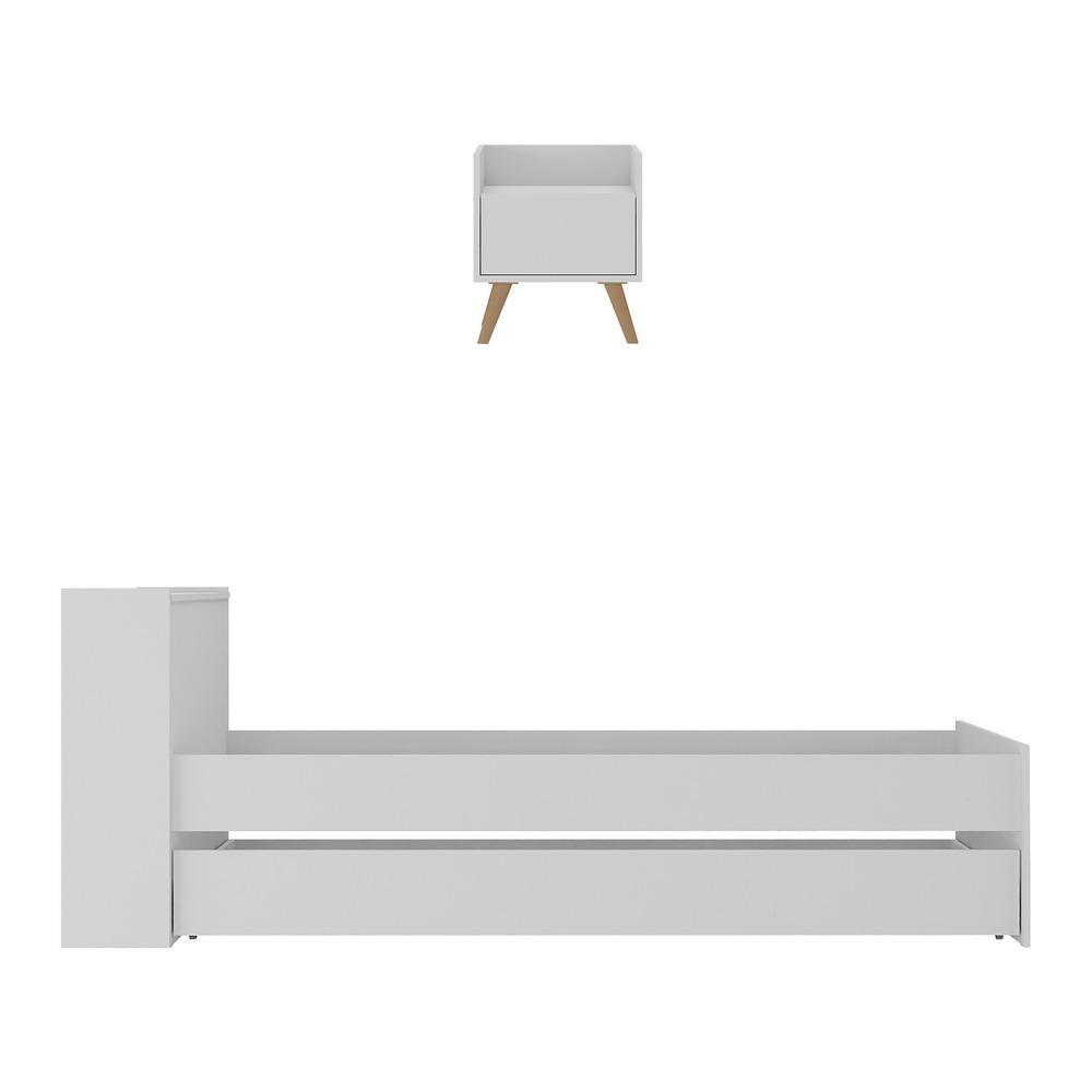 Conjunto Quarto Bicama com Baú e Mesa de Cabeceira Retrô Multimóveis MP4120 Branco/Natural