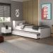 Conjunto Quarto Bicama com Baú e Mesa de Cabeceira Retrô Multimóveis MP4120 Branco/Preto