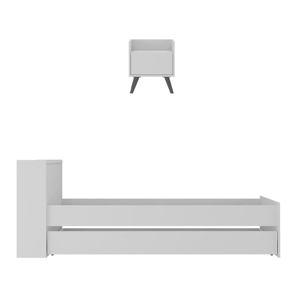 Conjunto Quarto Bicama com Baú e Mesa de Cabeceira Retrô Multimóveis MP4120 Branco/Preto