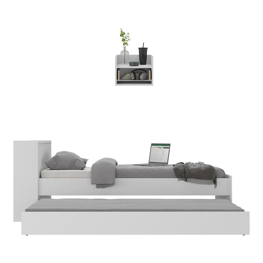 Conjunto Quarto Bicama com Baú e Mesa de Cabeceira Suspensa Multimóveis MP4119 Branco