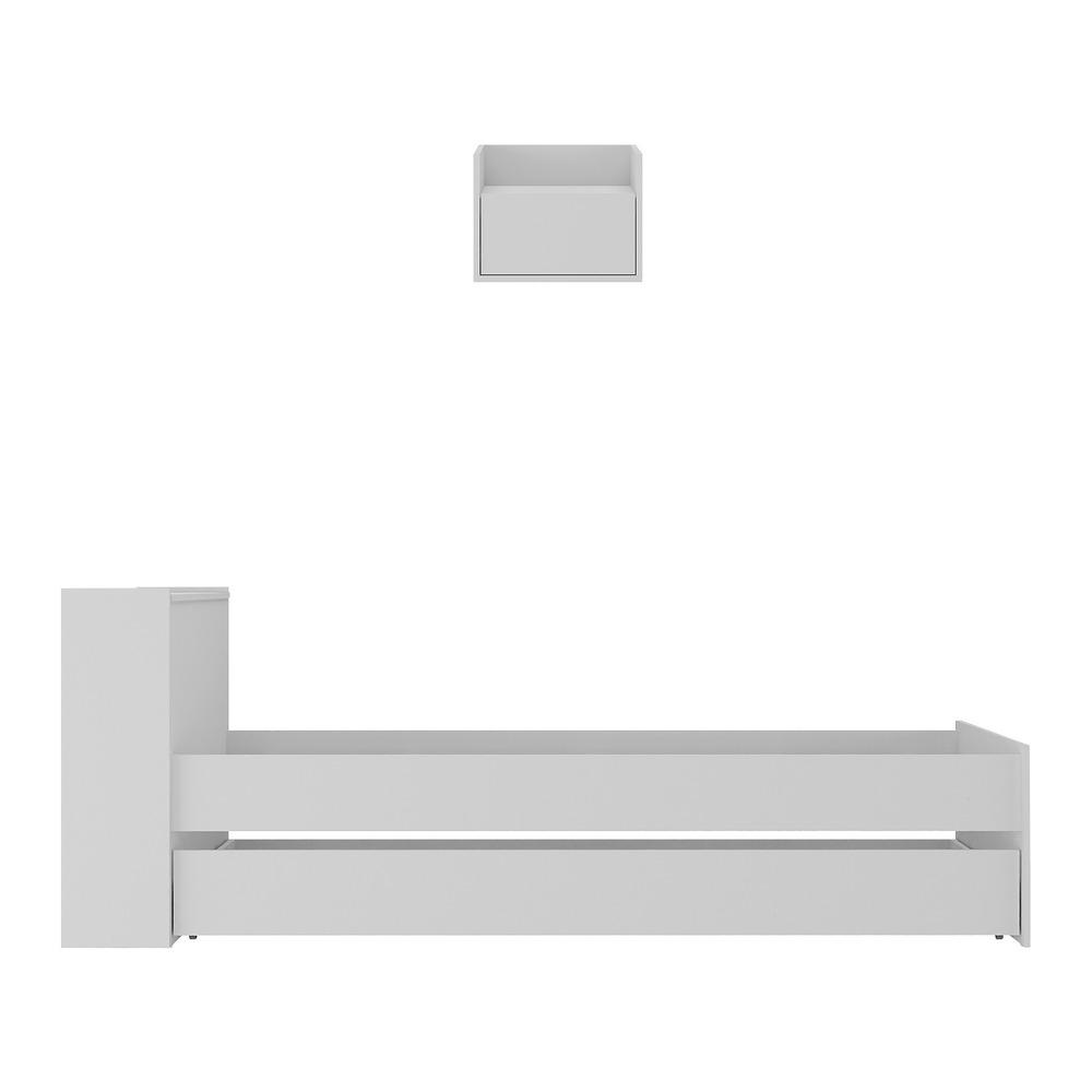 Conjunto Quarto Bicama com Baú e Mesa de Cabeceira Suspensa Multimóveis MP4119 Branco