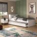 Conjunto Quarto Bicama com Colchão e Baú/Mesa de Cabeceira Retrô Multimóveis MP4222 Branco/Natural