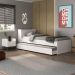 Conjunto Quarto Bicama com Colchão e Baú/Mesa de Cabeceira Retrô Multimóveis MP4222 Branco/Preto
