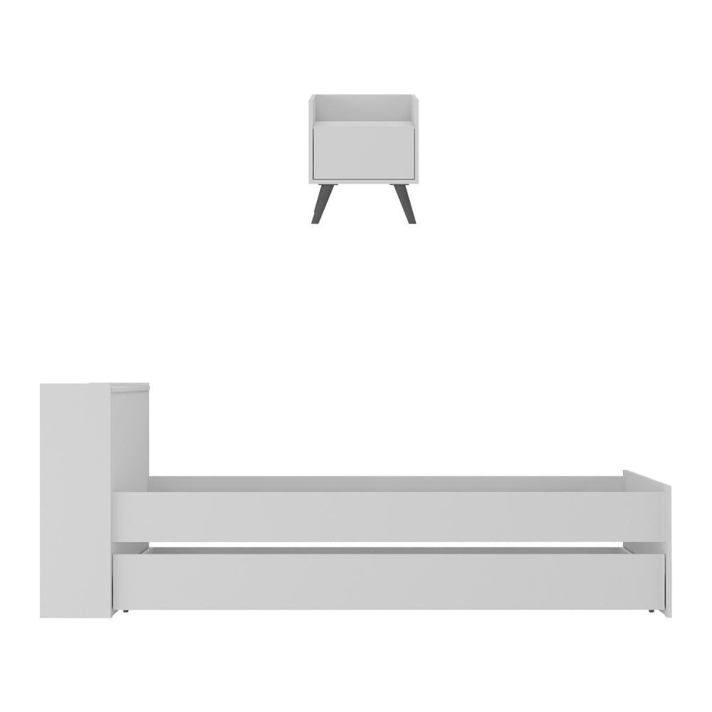 Conjunto Quarto Bicama com Colchão e Baú/Mesa de Cabeceira Retrô Multimóveis MP4222 Branco/Preto