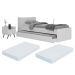 Conjunto Quarto Bicama com Colchão e Baú/Mesa de Cabeceira Retrô Multimóveis MP4222 Branco/Preto