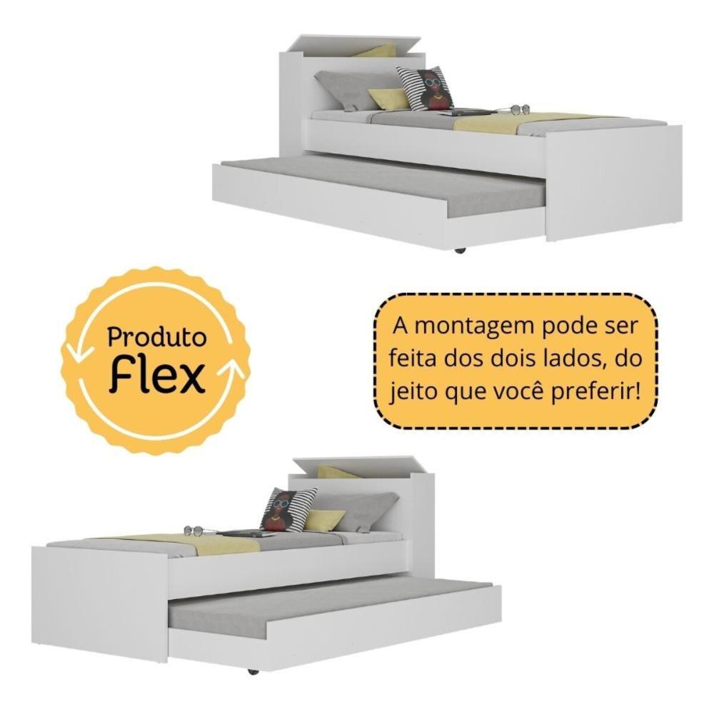 Conjunto Quarto Bicama com Colchão e Baú/Mesa de Cabeceira Suspensa Multimóveis MP4221 Branco