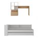 Conjunto Quarto Bicama com Colchão e Baú/Prateleira/Escrivaninha Multimóveis MP4228 Branco/Rustic