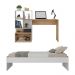 Conjunto Quarto Cama de Solteiro com Escrivaninha Multimóveis MP4124 Branco/Rustic