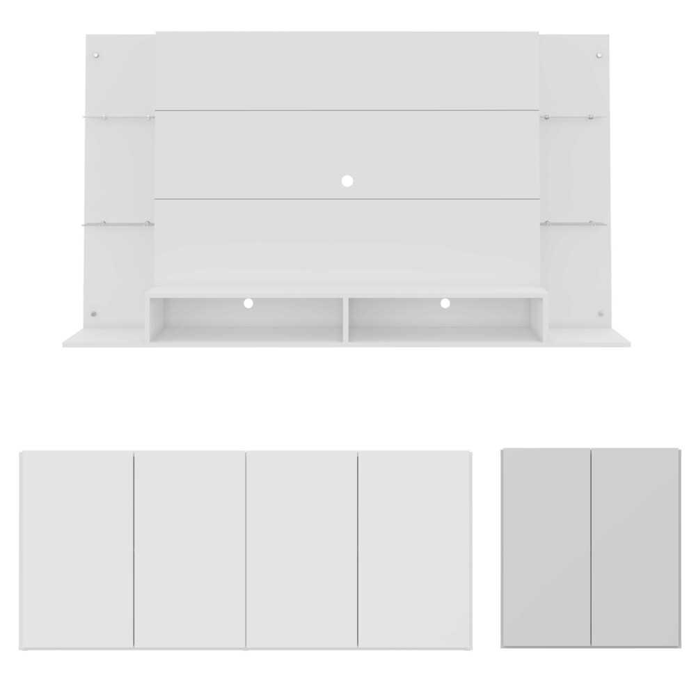Conjunto Sala de Estar Painel TV 60" e 2 Aparadores Olívia Multimóveis Branco