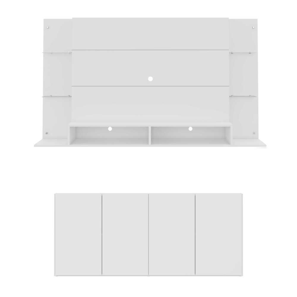 Conjunto Sala de Estar Painel TV 60" e Aparador Helena Multimóveis Branco