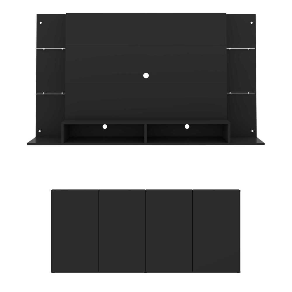 Conjunto Sala de Estar Painel TV 60" e Aparador Helena Multimóveis Preto