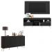 Conjunto Sala de Estar Rack + Painel TV 65" e Aparador Retrô Sofia Multimóveis Preto/Branco