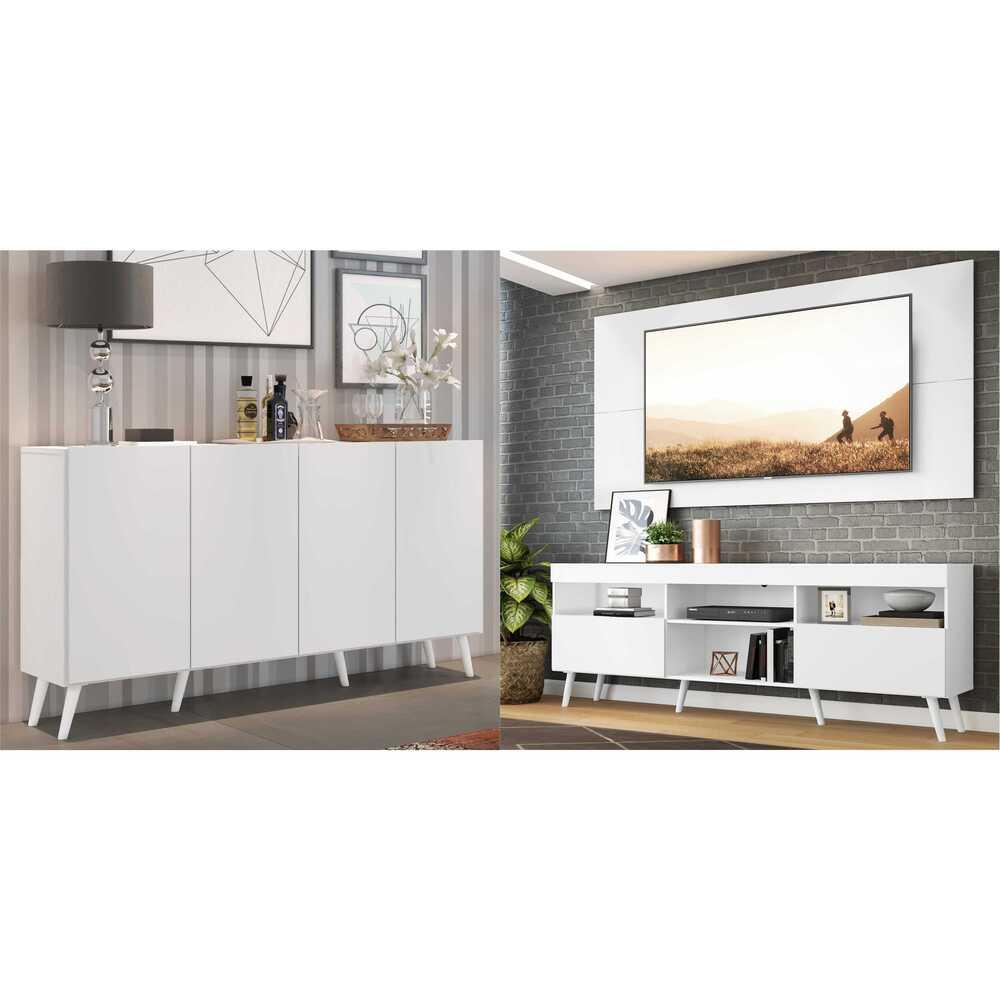 Conjunto Sala de Estar Rack/Painel TV/Aparador Multimóveis Sofia FG1005 Branco
