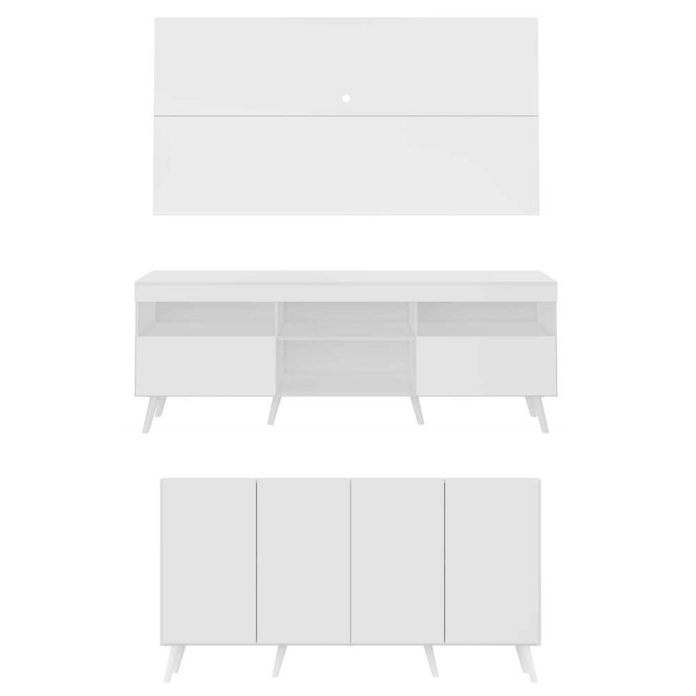Conjunto Sala de Estar Rack/Painel TV/Aparador Multimóveis Sofia FG1005 Branco
