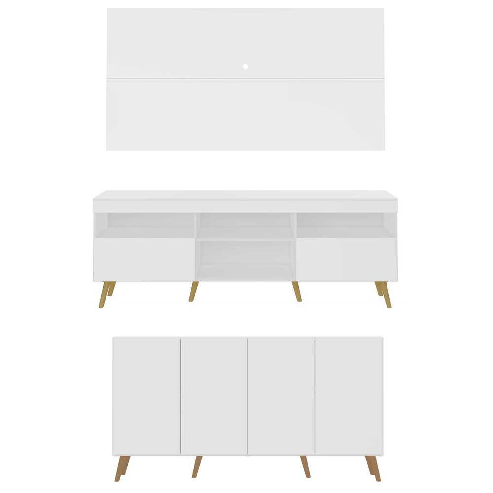 Conjunto Sala de Estar Rack/Painel TV/Aparador Multimóveis Sofia FG1005 Branco/Natural