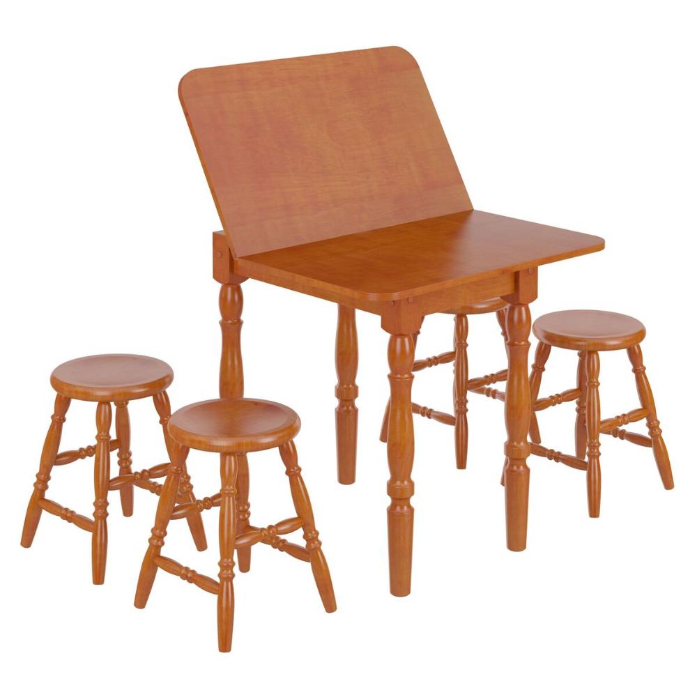 Conjunto Sala de Jantar com Mesa Dobrável e 4 Banquetas Multimóveis CR50117 Mel