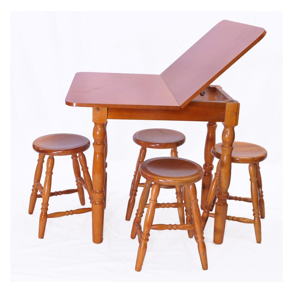 Conjunto Sala de Jantar com Mesa Dobrável e 4 Banquetas Multimóveis CR50117 Mel