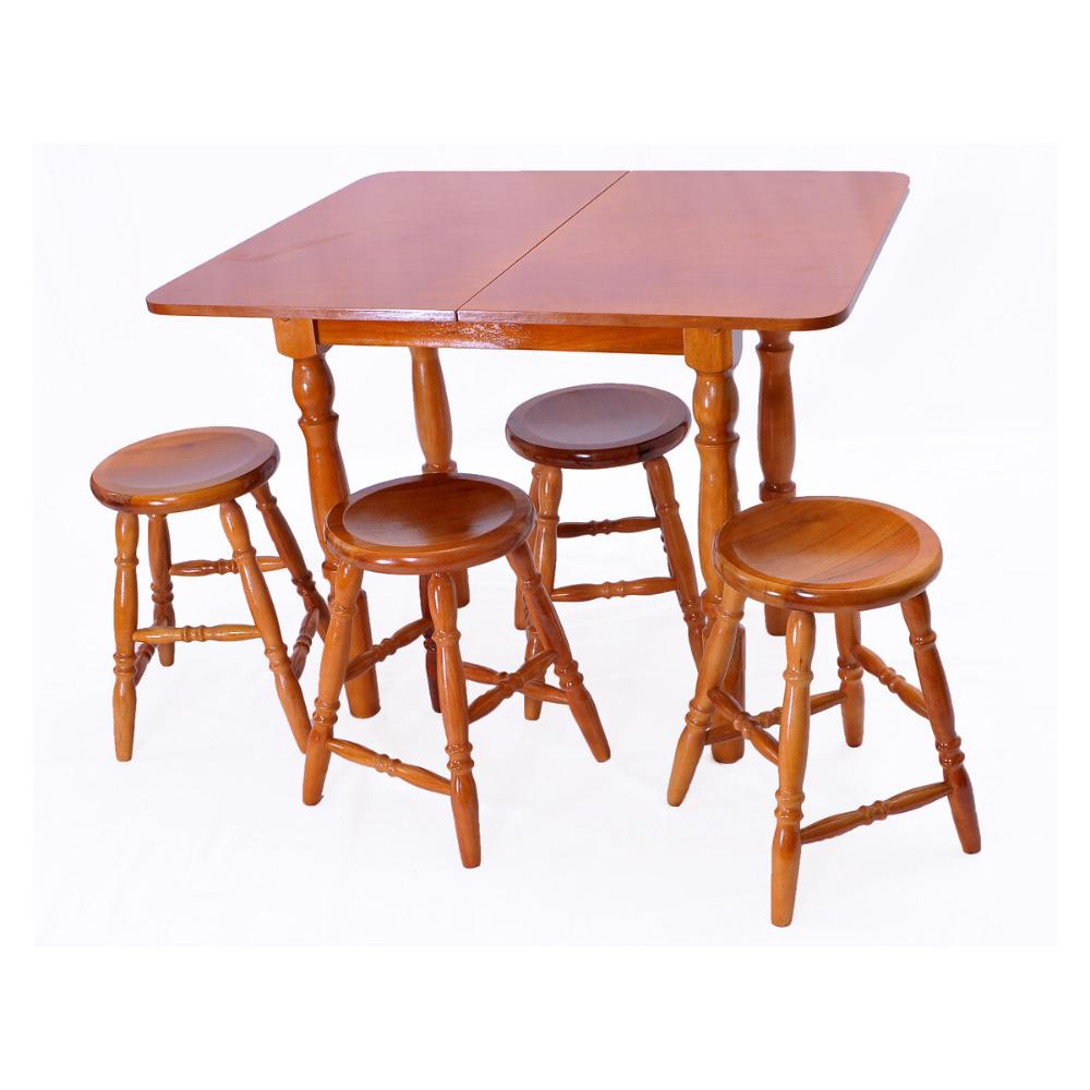 Conjunto Sala de Jantar com Mesa Dobrável e 4 Banquetas Multimóveis CR50117 Mel