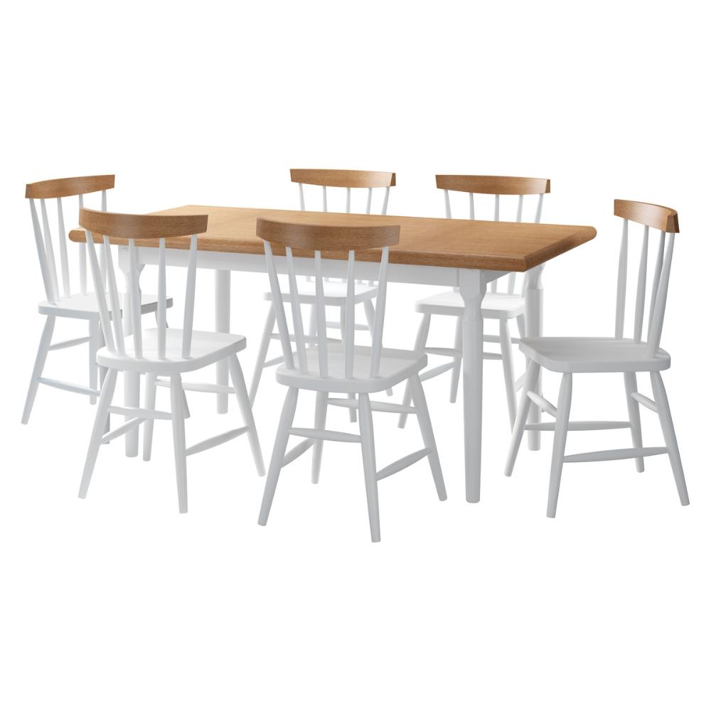 Conjunto Sala de Jantar com Mesa e 6 Cadeiras Multimóveis CR50118 Branco/Natural