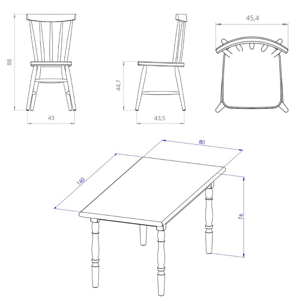 Conjunto Sala de Jantar com Mesa e 6 Cadeiras Multimóveis CR50118 Branco/Natural