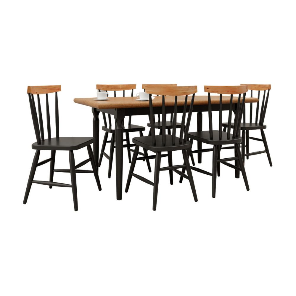 Conjunto Sala de Jantar com Mesa e 6 Cadeiras Multimóveis CR50118 Ébano/Natural