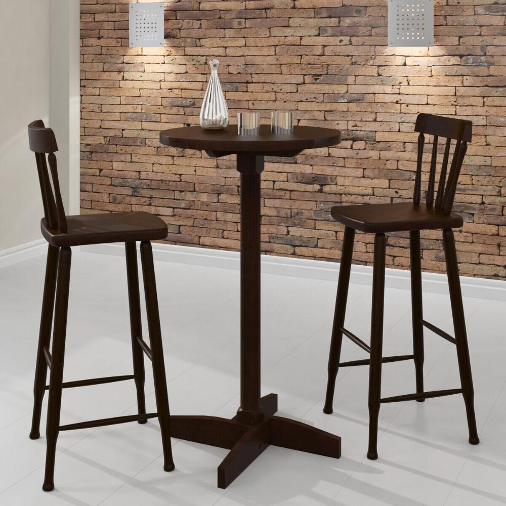 Conjunto Sala de Jantar/Bar com Mesa e 2 Banquetas Altas CR50119 Castanho