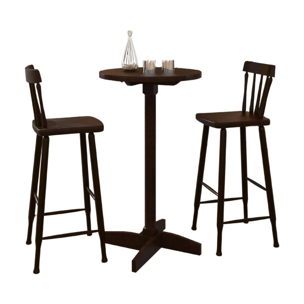 Conjunto Sala de Jantar/Bar com Mesa e 2 Banquetas Altas CR50119 Castanho