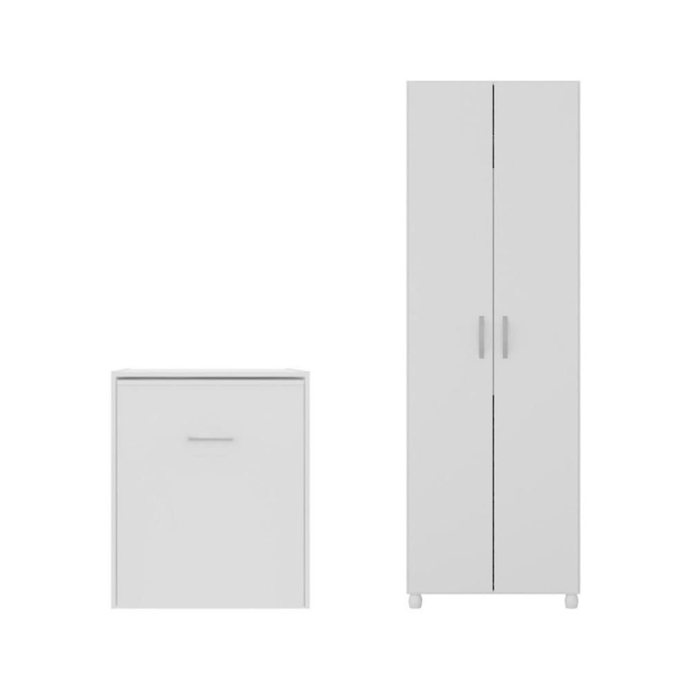 Conjunto de Armário Lavanderia 2 Portas com Mesa Dobrável Multimóveis MP5060 Branco