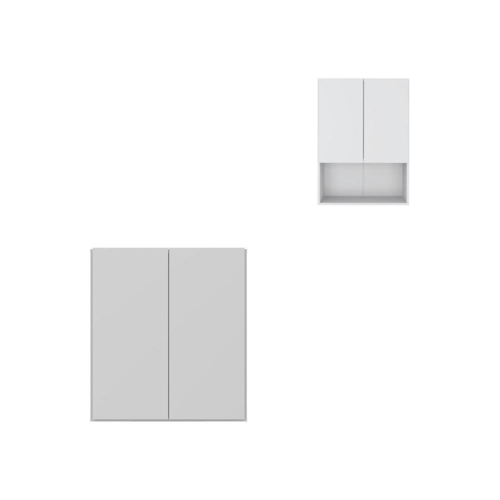 Conjunto de Gabinete Banheiro com Armário Aéreo 2 Portas Multimóveis MP5061 Branco