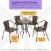 Conjunto para Jardim com Mesa Vidro 60cm e 4 Cadeiras Junco Sintético Multimóveis CR8008 Café Mesclado
