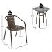 Conjunto para Jardim com Mesa de Centro Vidro 50cm e 2 Cadeiras Junco Sintético Multimóveis CR8007 Café Mesclado