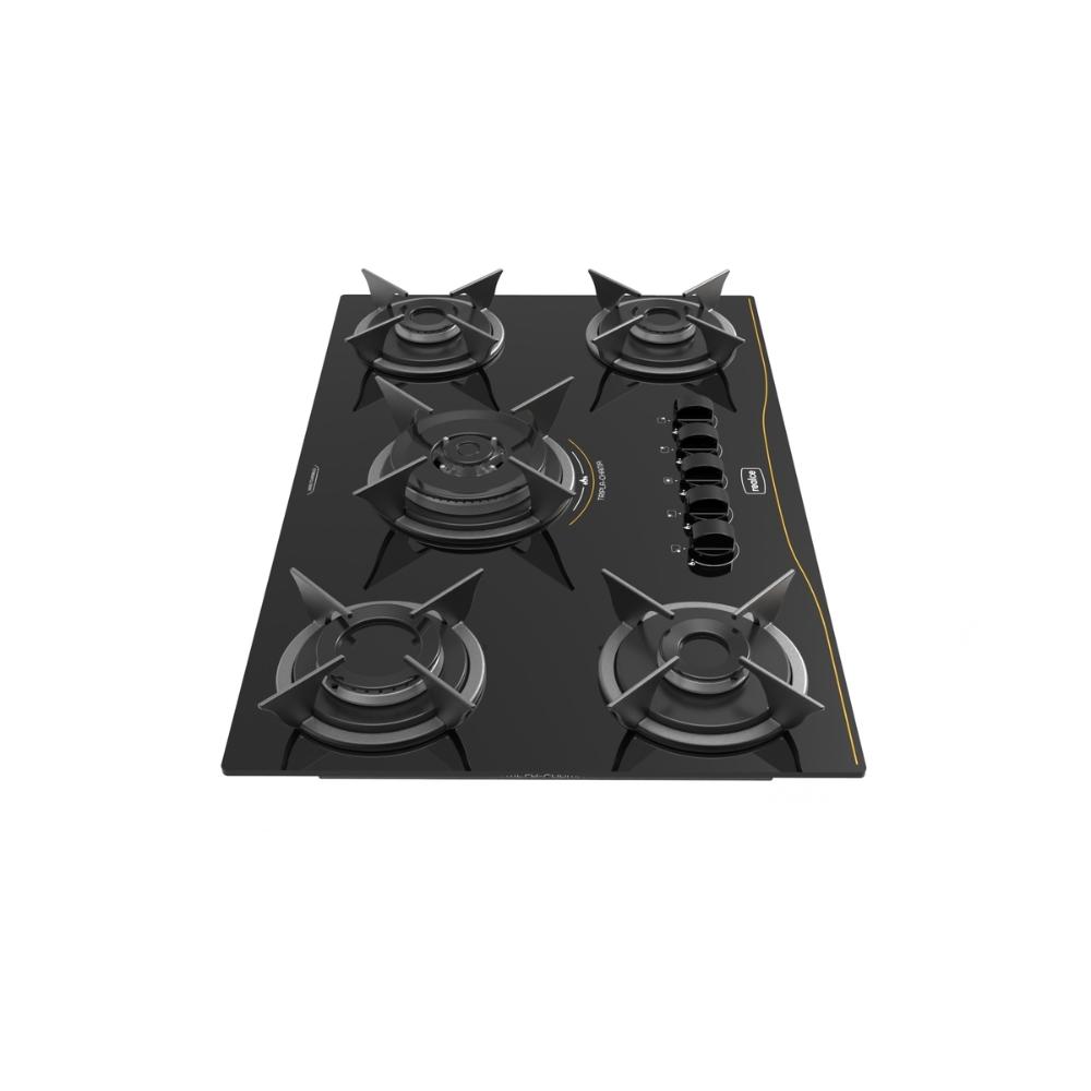 Cooktop 5 Bocas a Gás Tripla Chama Realce Bivolt CR226 Preto
