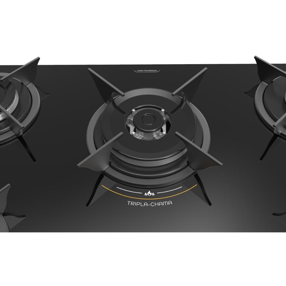 Cooktop 5 Bocas a Gás Tripla Chama Realce Bivolt CR226 Preto