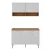 Cozinha Compacta 120cm com Armário e Balcão para Pia Paris Multimóveis MP2231 Rustic/Branco