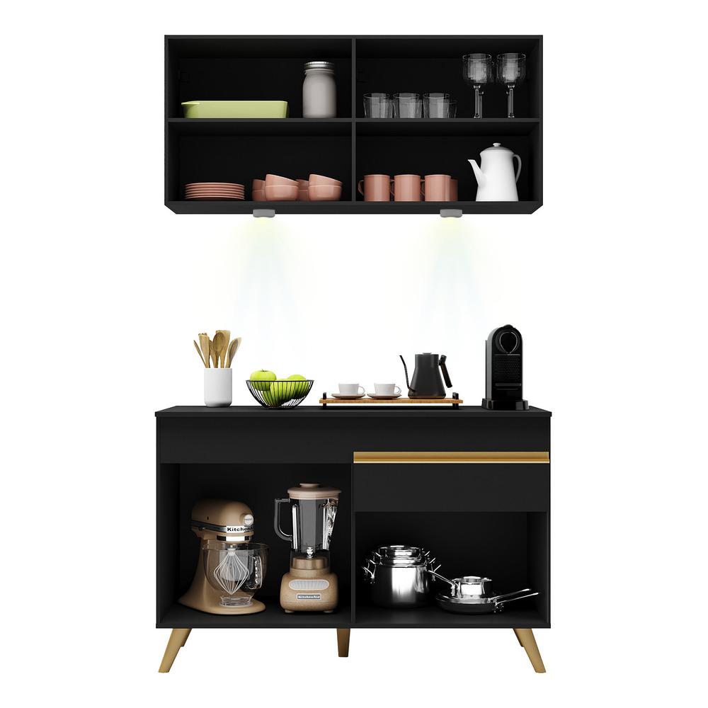 Cozinha Compacta 2 peças com Leds MP2012 Veneza Up Multimóveis Preta