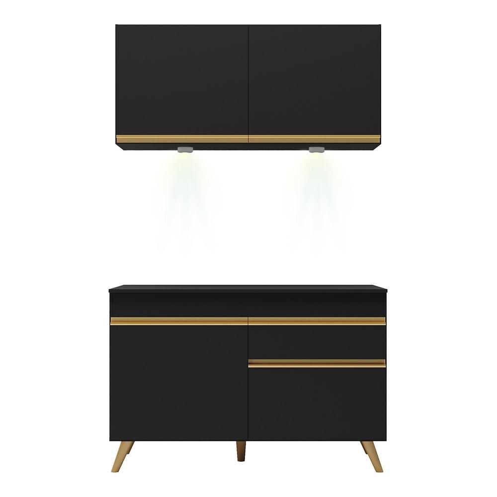 Cozinha Compacta 2 peças com Leds MP2012 Veneza Up Multimóveis Preta