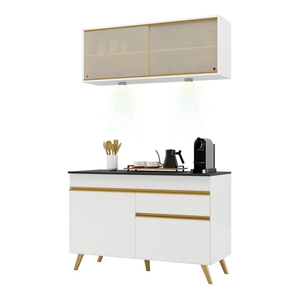 Cozinha Compacta 2 peças com Leds MP2013 Veneza Up Multimóveis Branca