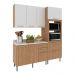 Cozinha Compacta 3 Peças com Armário Paneleiro e Balcão com Tampo Multimóveis CR20450 Freijó/Branco/Mármore Branco